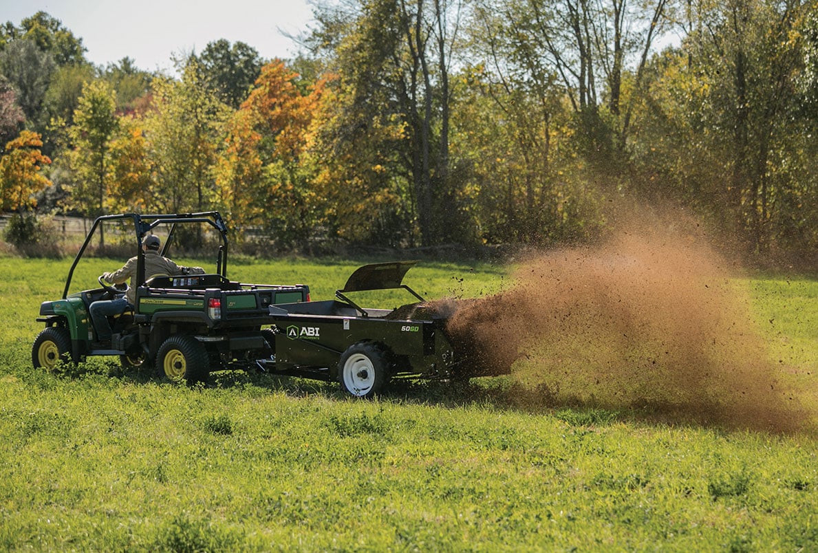 ATV/UTV ABI Manure Spreader For Sale In A Pasture