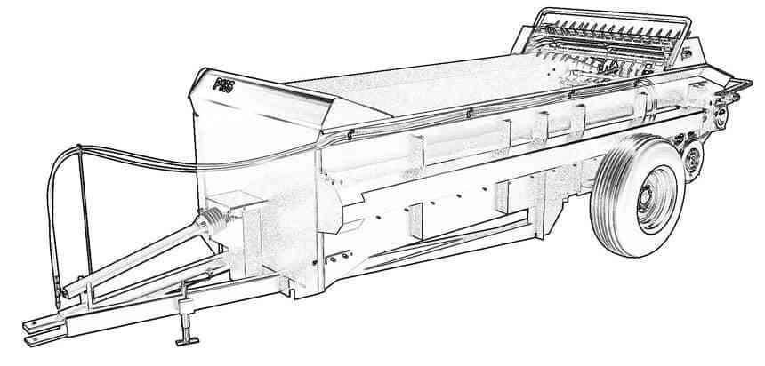 PTO Manure Spreader, 185 cu ft – Manure Spreaders Line Drawing