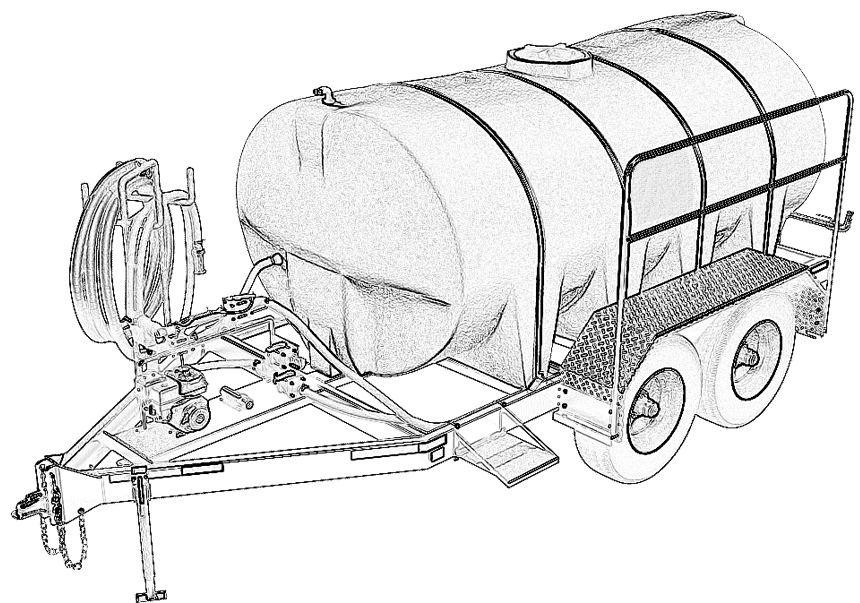 1600 Gallon D.O.T. Water Trailer Line Drawing