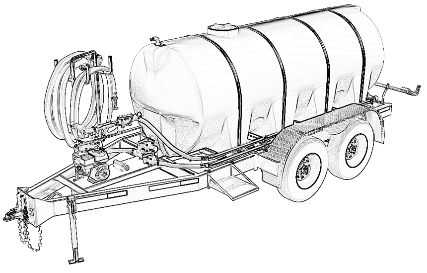 1000 Gallon D.O.T. Water Trailer Line Drawing