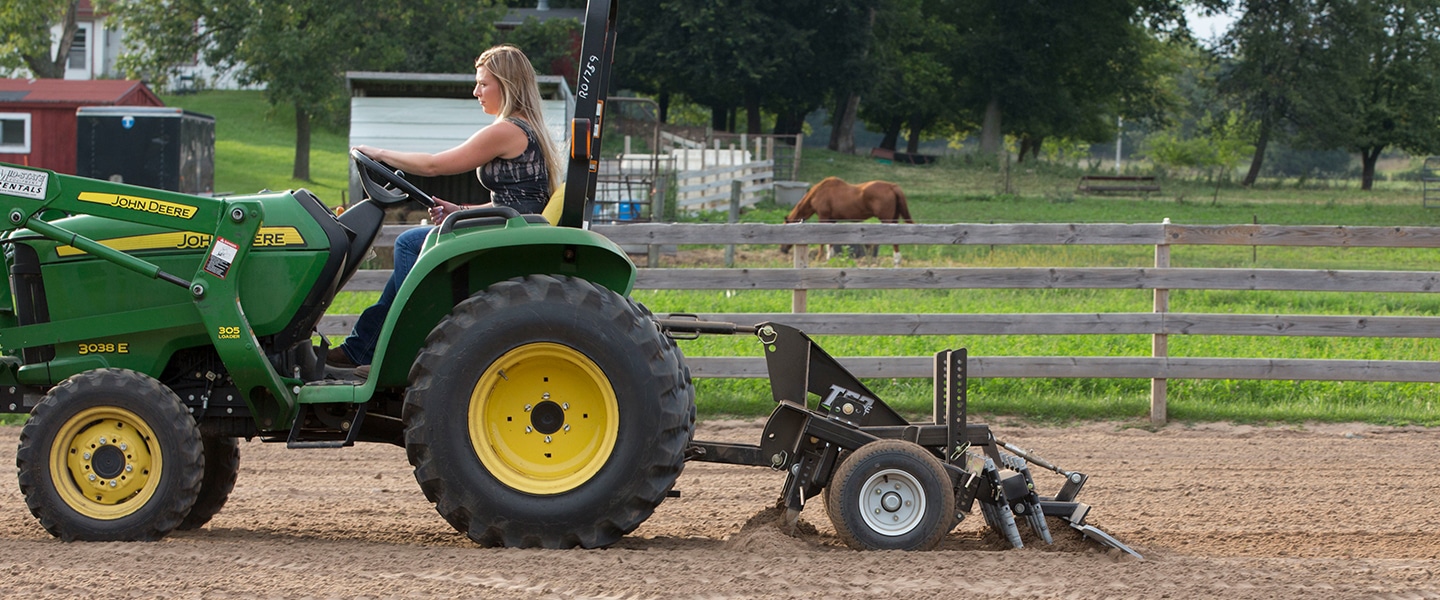 TR3 attachment dragging a horse arena