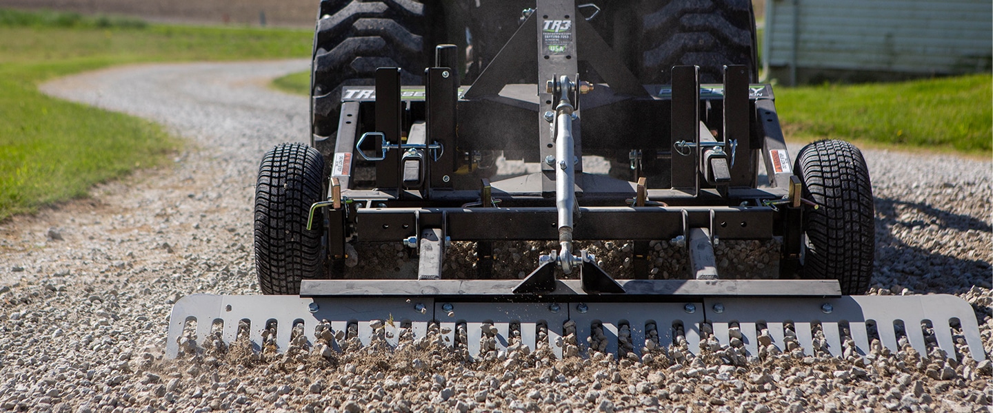 TR3 Tractor attachment grating gravel driveway
