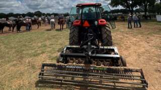 TR3 Rodeo in front of a rodeo crowd.