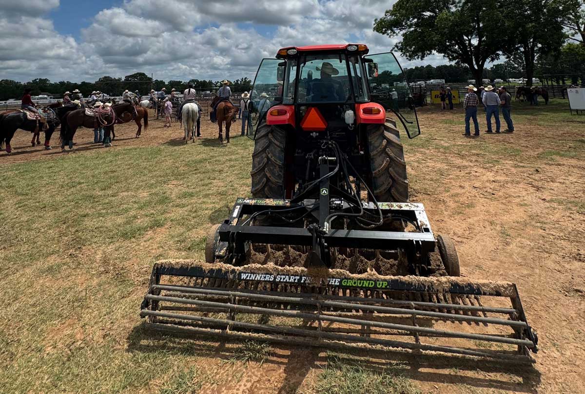 TR3 Rodeo in front of a rodeo crowd.